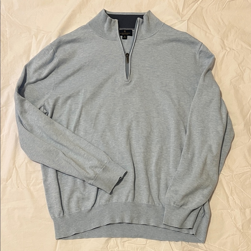 Brooks Brothers Sky Blue Zip-Up Sweater